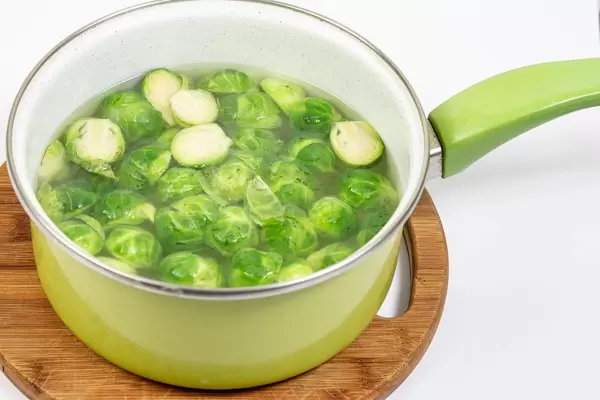Boiled healthy Brussel Sprouts in the bowl