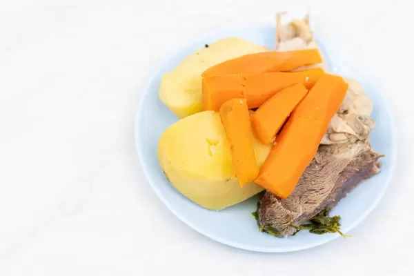 Boiled Veal with boiled Potatoe and Carrot
