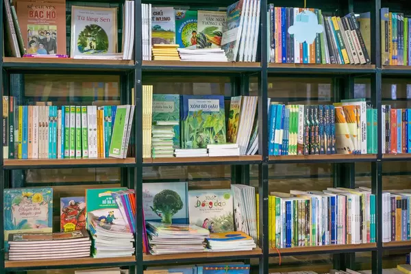 Book Shelf in a Vietnamese Book Store in Saigon