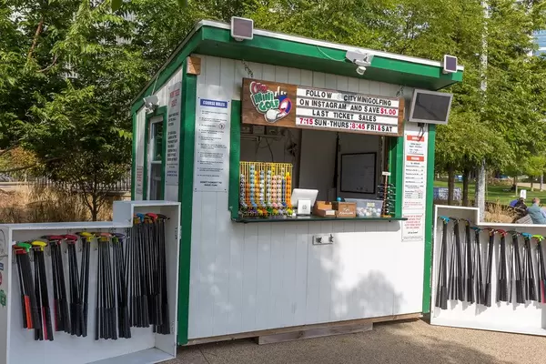 Booth at the entrance of the City Mini Golf at Maggie Daley Park in Chicago
