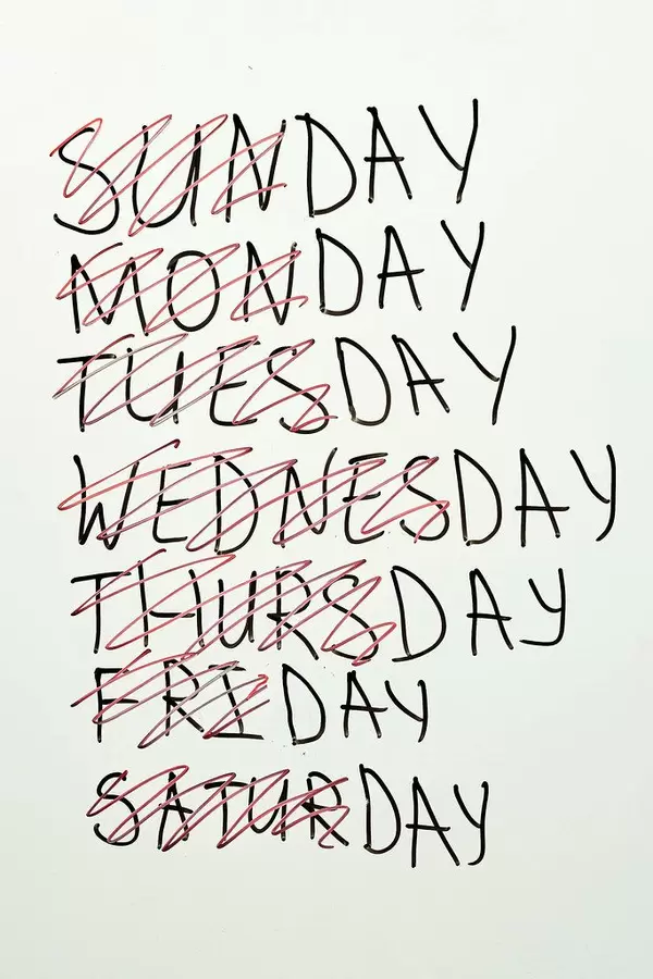 Boring and plain days of week during quarantine or self-isolation due to Covid-19. Everyday the same as yesterday