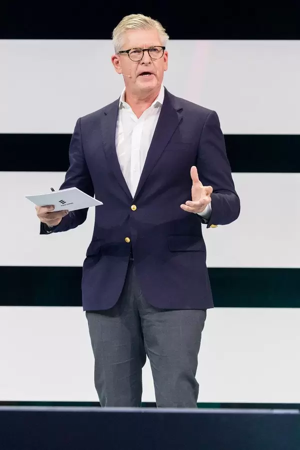 Börje Ekholm CEO of Ericsson at the DigitalX in Cologne on stage speaking about 5G powered business