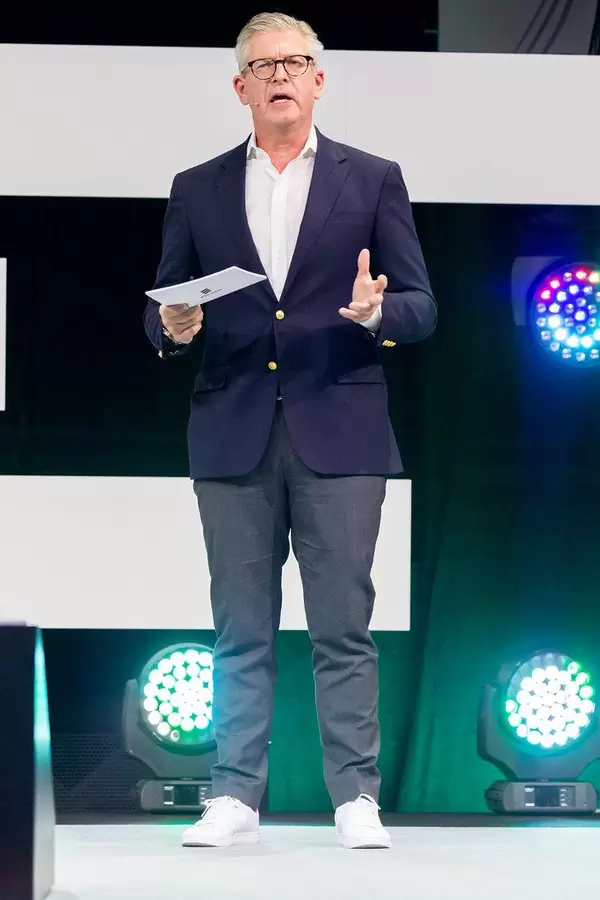 Börje Ekholm on stage at Digital X in Cologne about 5G powered business