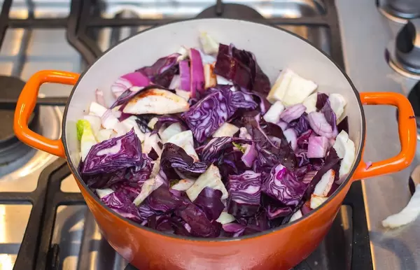 Borscht Soup preparation in a Saucepan