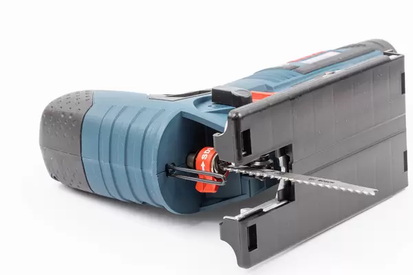 Bosch Jigsaw with Accu battery on the white background