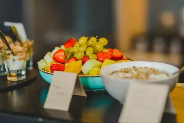 Bowl Of Strawberries, Grapes, Oranges And Apples