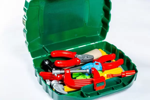 Box with children's working tools