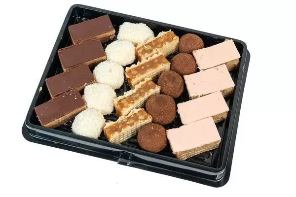 Box with mixed chocolate cookies