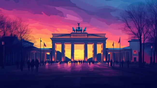 Brandenburger Tor am stimmungsvollen Sonnenuntergang in Berlin