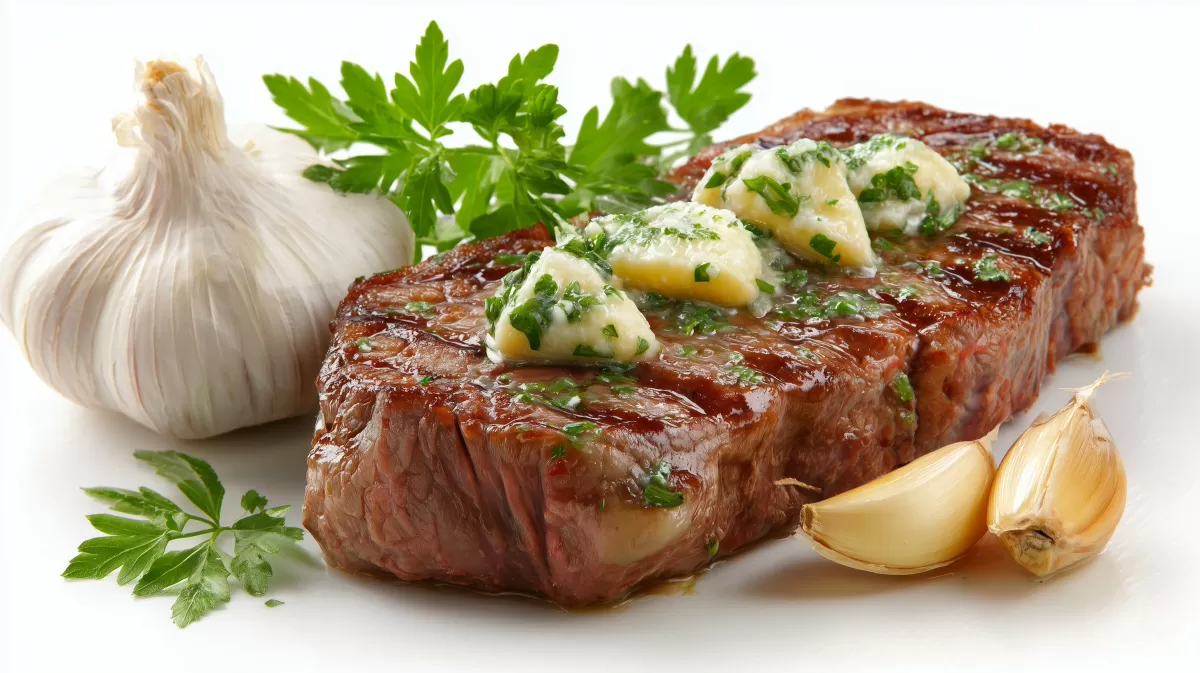 Brasilianisches Knoblauch Butter Steak mit Petersilie