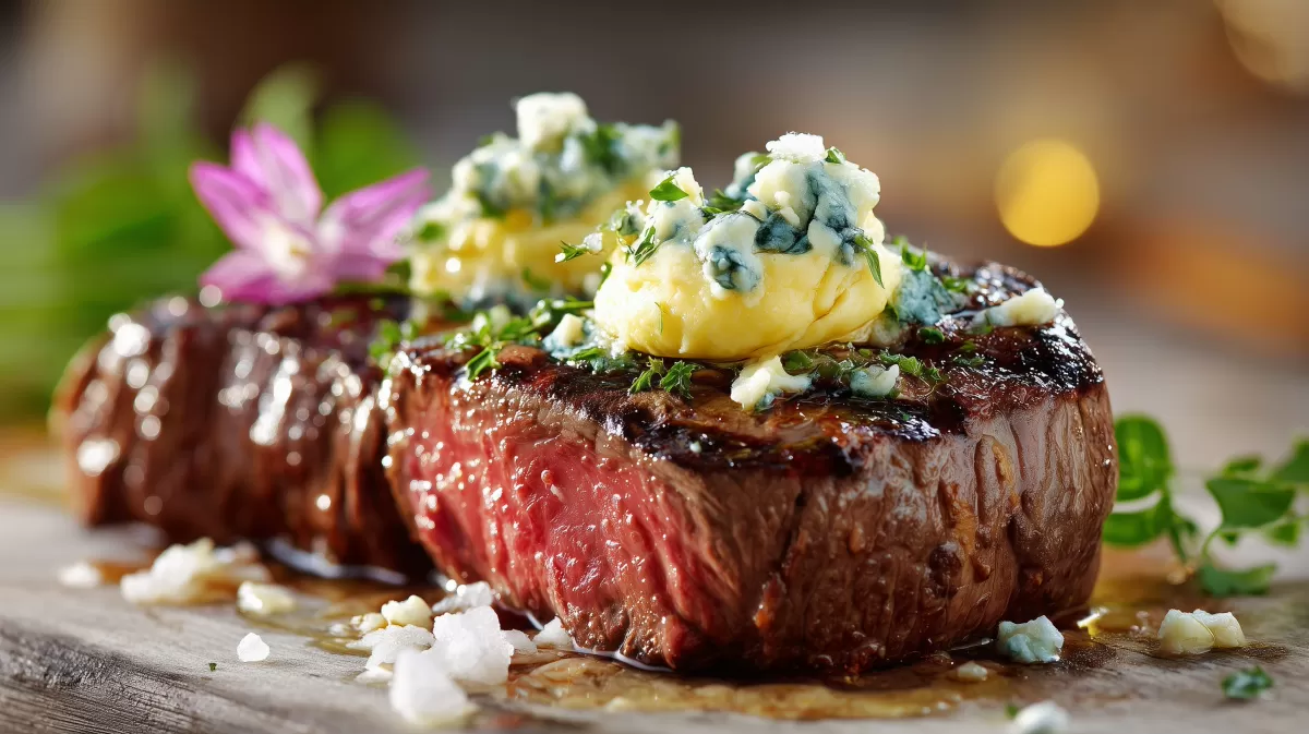 Brasilianisches Rinderfilet mit Knoblauchbutter und Blauschimmelkäse