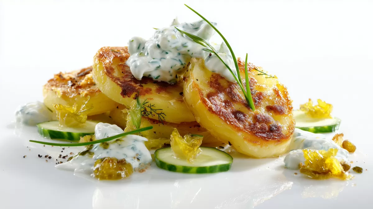 Bratkartoffeln mit Kräuterquark und Gurke
