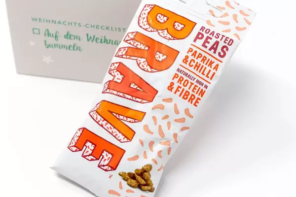Brave - geröstete Erbsen mit Paprika und Chilli, natürlich hoher Protein und Ballaststoffgehalt