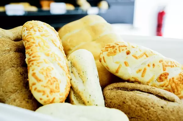 Bread basket with a variety of breads