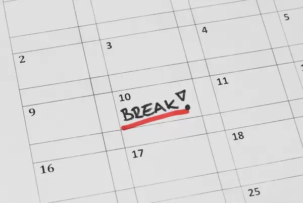 Break word marked on a calendar