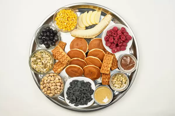 Breakfast set on white background