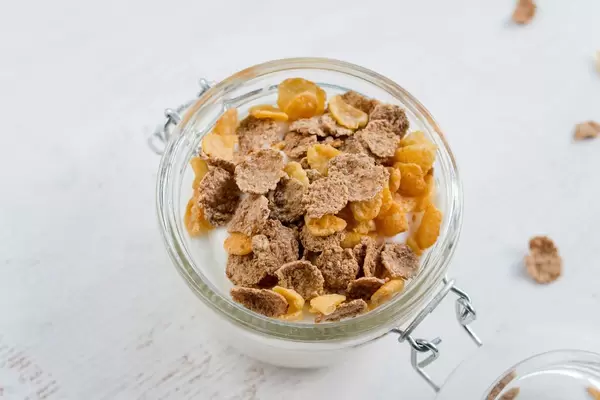 Breakfast with yogurt and muesli