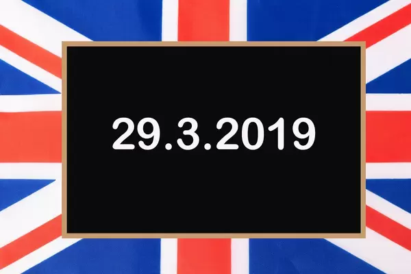 Brexit 2019 date with British flag