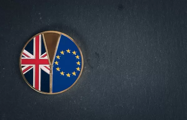 Brexit medal coin on a black background