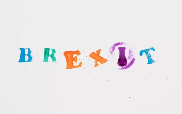 Brexit stamp text on white paper