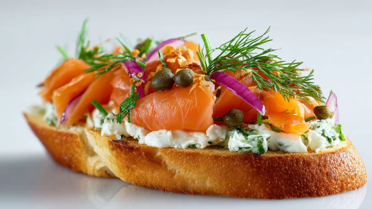 Brioche mit Bärlauch Frischkäse und Räucherlachs