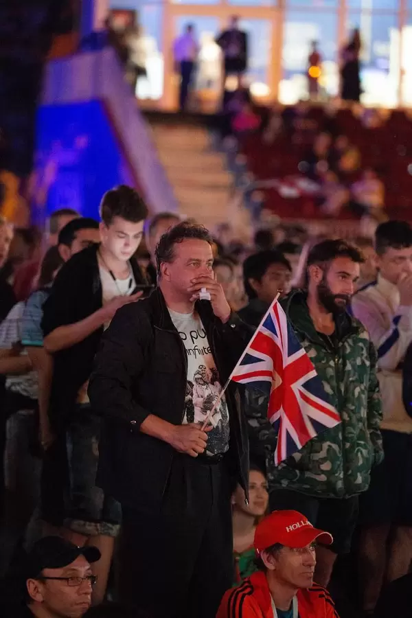 British soccer fans watching the game at fan fest Moscow