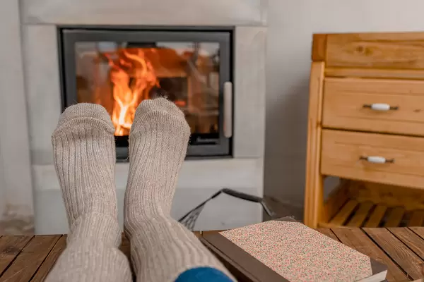 Briw Wool Socks Near Fireplace