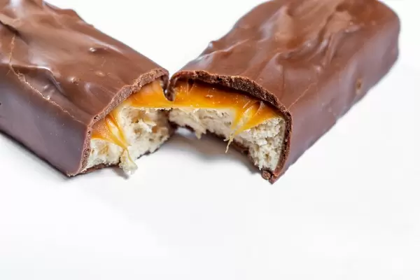 Broken chocolate bar with filling