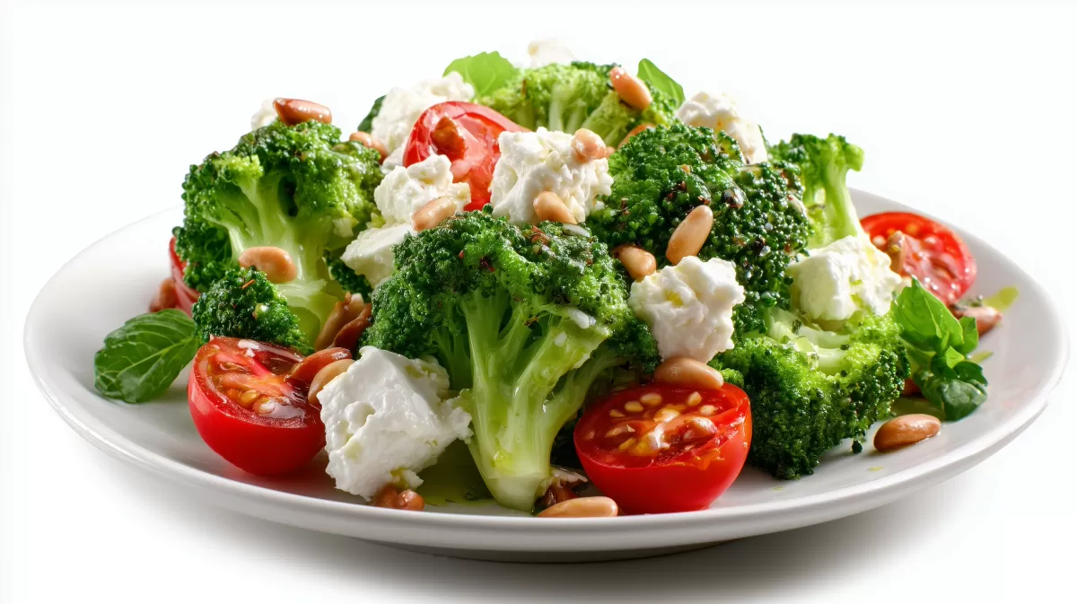 Brokkoli Feta Salat mit italienischem Dressing