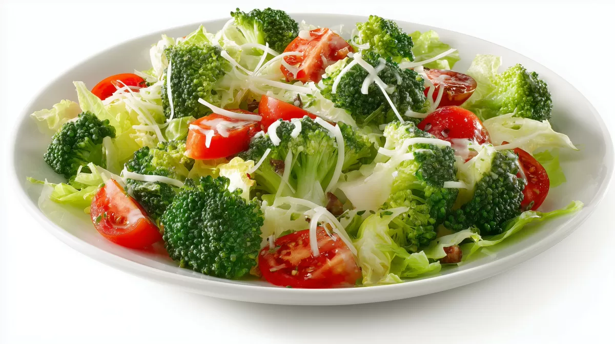 Brokkoli Käse Salat Italian Dressing mit Tomaten