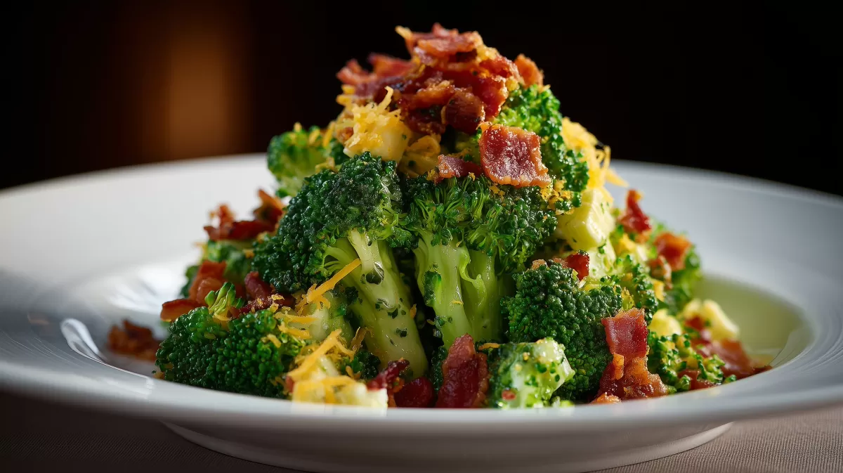 Brokkoli Käse Salat mit italienischem Dressing