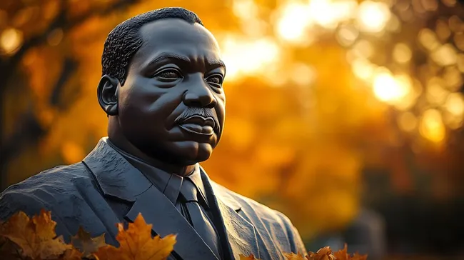 Bronzestatue von Martin Luther King Jr. im Herbst