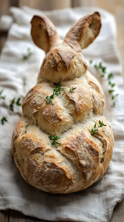 Brot in Hasenform mit frischen Kräutern