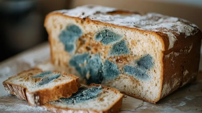 Brotlaib mit blauem Schimmel für Foodfotografie