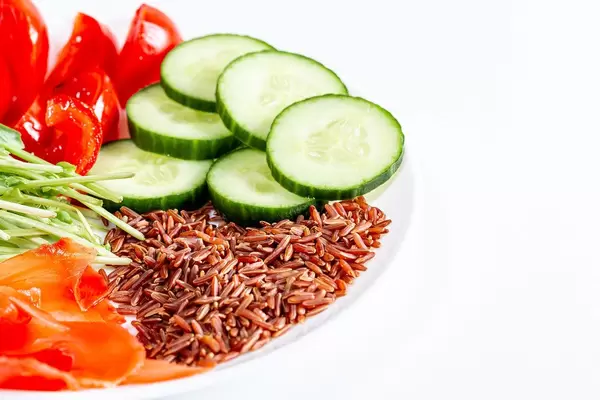 Brown rice with vegetables and micro greenery