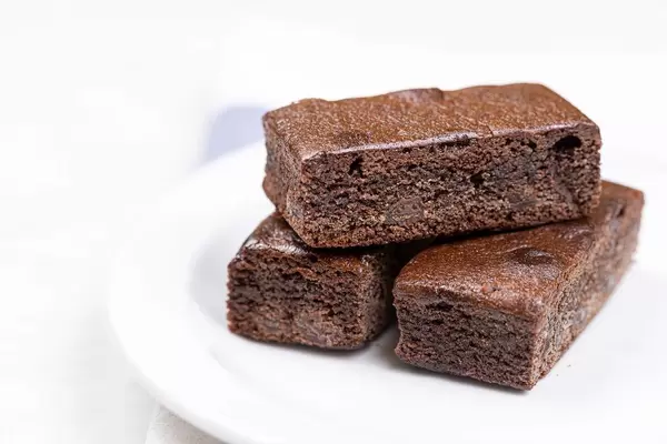 Brownies served on the white plate