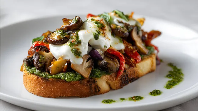 Bruschetta mit gegrilltem Gemüse und Pesto