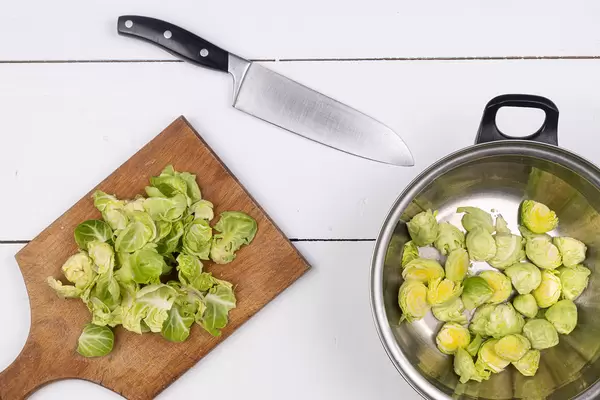 Brussel Sprouts in the pot ready for cooking