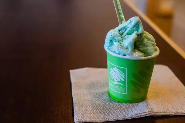 Bubble gum flavored gelato on green cup (Flip 2019)