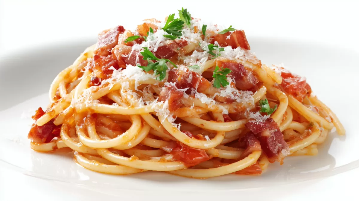 Bucatini all'Amatriciana mit Guanciale und Pecorino