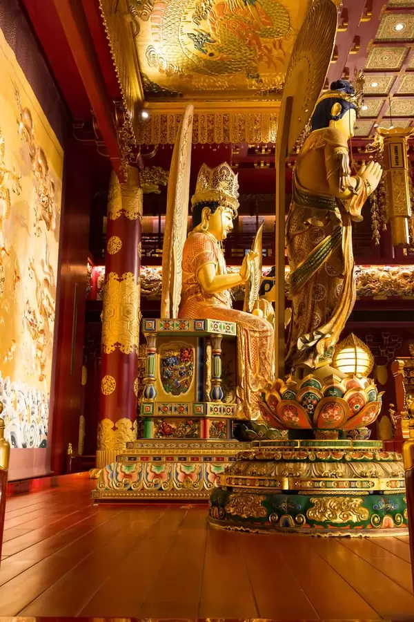 Buddha statues in a Buddhist temple in Singapore