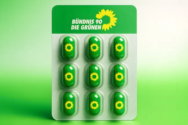 Buendnis 90 Die Gruenen Parteiabzeichen in Kapselform