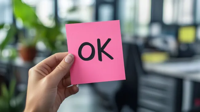 Büroarbeit: Positives Feedback auf rosa Haftnotiz