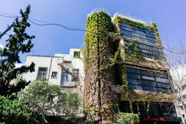 Building covered in plants