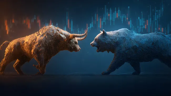 Bullenmarkt gegen Bärenmarkt: Dramatische Finanzgrafik