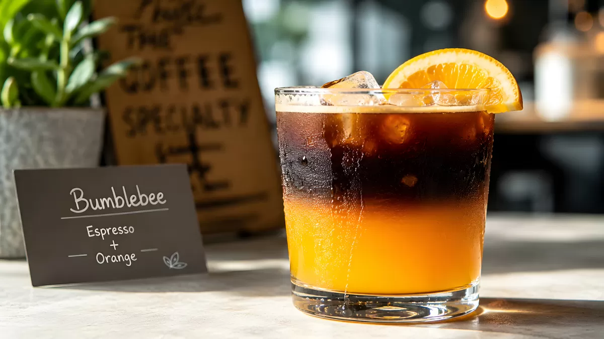 Bumblebee Kaffeegetränk mit Espresso und Orangensaft