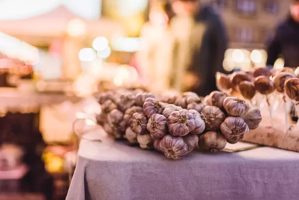 Bunch Of Garlic  At Night Market