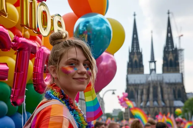 Bunt geschmückter Karneval in Köln