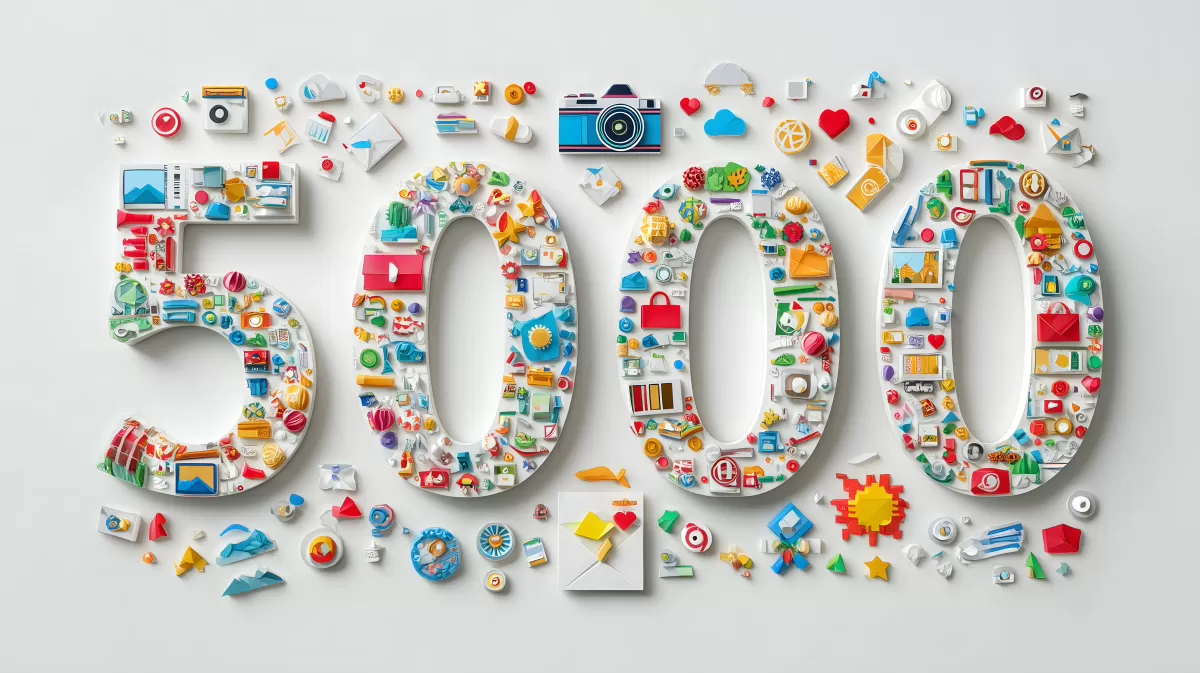 Bunte 5000 aus Symbolen der sozialen Medien