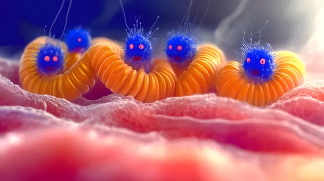 Bunte, abstrahierte Darstellung von Bakterien